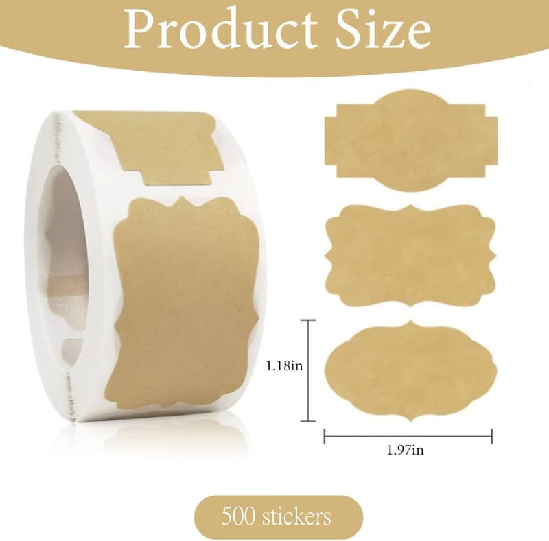 Selbstklebende Kraftpapier-Etiketten für Geschenke - 500 Stück, 2 Rollen