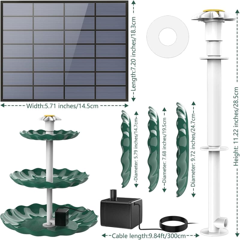 DIY Solarbrunnen und Vogelfütterer-Set für den Garten, 3,5W