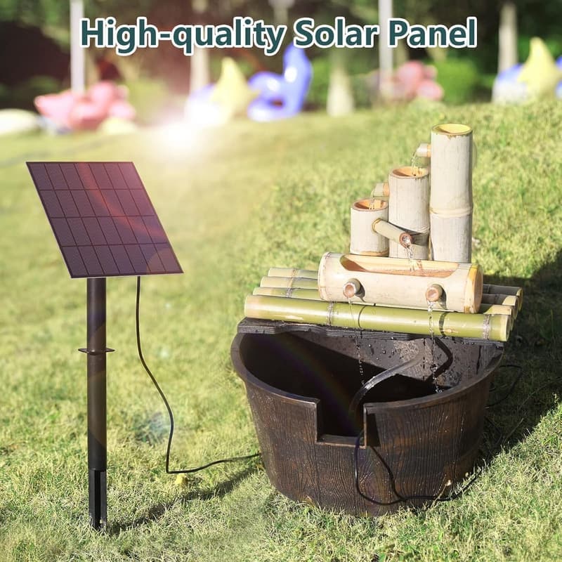 Solarbrunnen für Garten mit 9 Fontänenstilen und 1,5m Wasserleitung