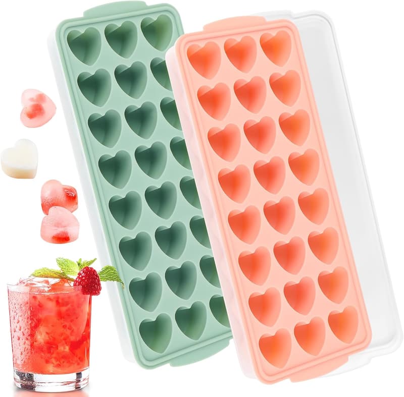 Herz Eiswürfelform, 2 Stück BPA-frei Silikon für Getränke und Schokolade