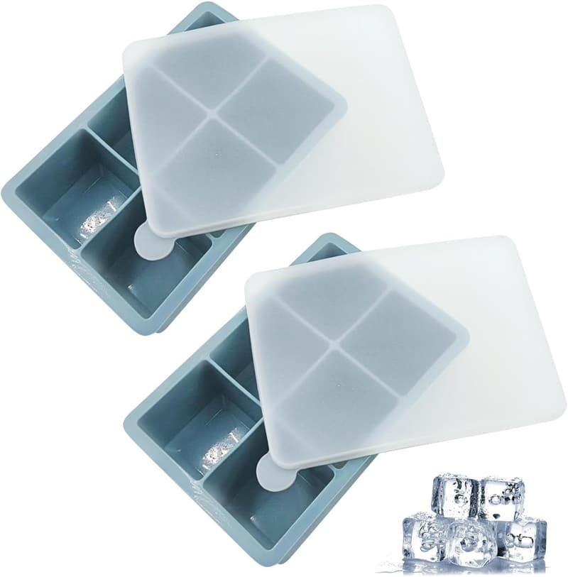 XXL Silikon Eiswürfelschale mit Deckel – 6 Fächer, BPA-frei, spülmaschinenfest
