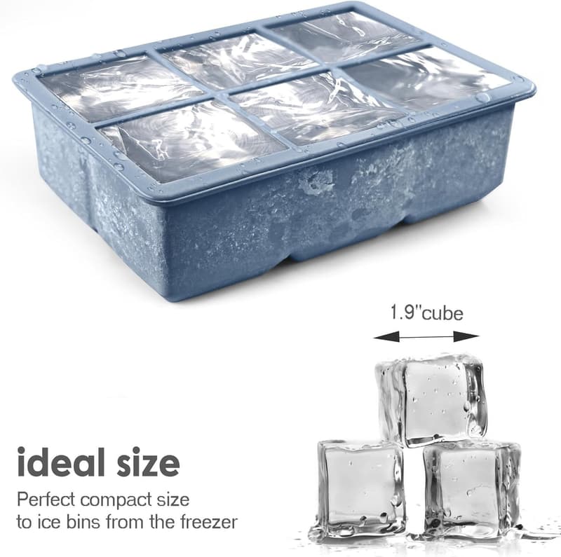 XXL Silikon Eiswürfelschale mit Deckel – 6 Fächer, BPA-frei, spülmaschinenfest
