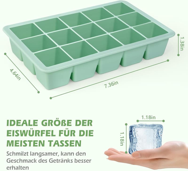 Silikon Eiswürfelformen mit Deckel, 3er Set, BPA-frei, stapelbar