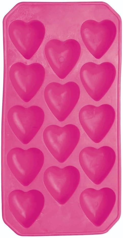 Eiswürfelschale aus Silikon mit Herzformen, Pink, 26 x 12 cm