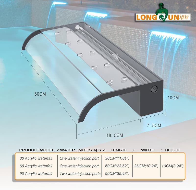 Wasserfallfontäne Set 60 cm für Garten Teichdekoration mit Zubehör