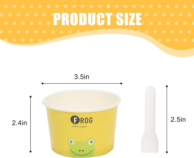 Einweg Eisschalen mit Tierfiguren und Löffeln - 50 Stück, 6 oz