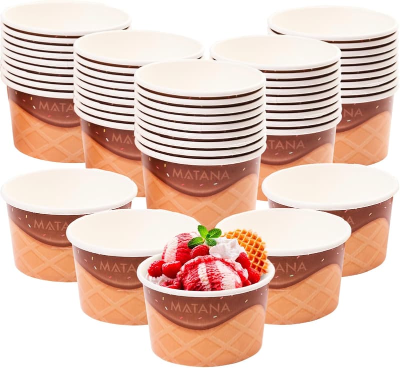 Eisbecher aus Pappe im Waffel-Design für Kindergeburtstage (50 St.)