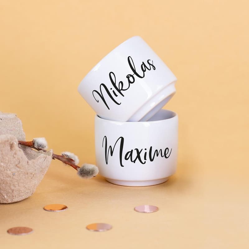 Personalisierter Eierbecher aus Keramik – Individuelles Geschenk zum Geburtstag