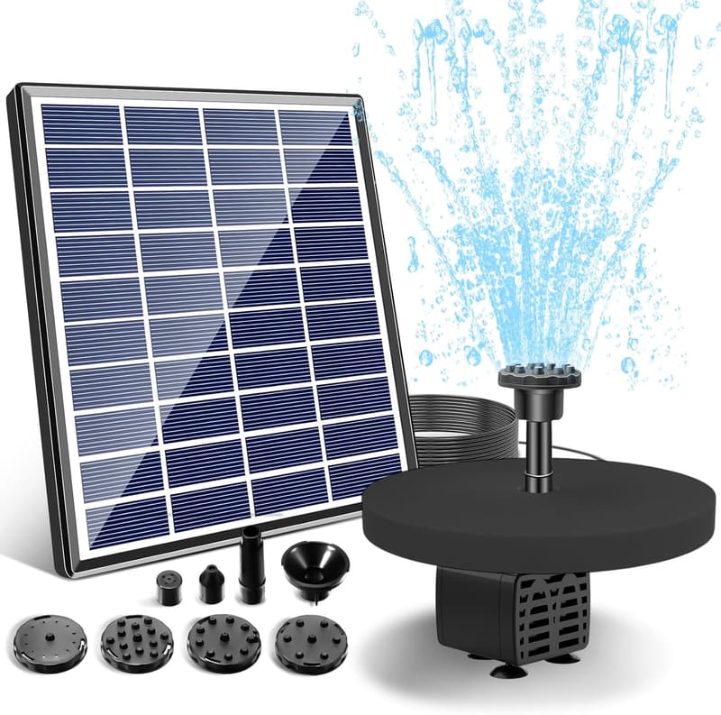 Pavlleen Solar Springbrunnen mit 5W Solar Panel und 1500mAh Akku für Garten und Vogelbad