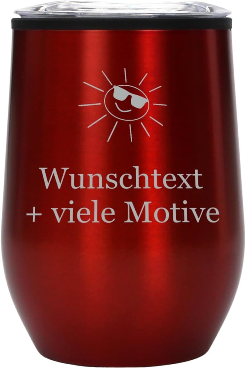 Personalisierter doppelwandiger Trinkbecher rot, 350 ml aus Edelstahl