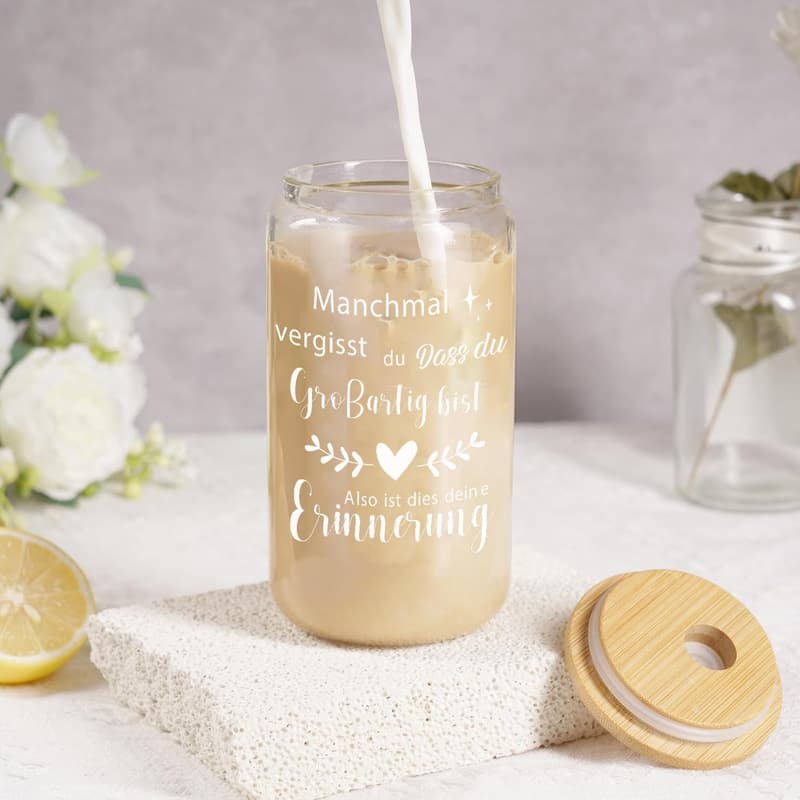 Personalisiertes 500ml Trinkglas mit Spruch für Freundinnen