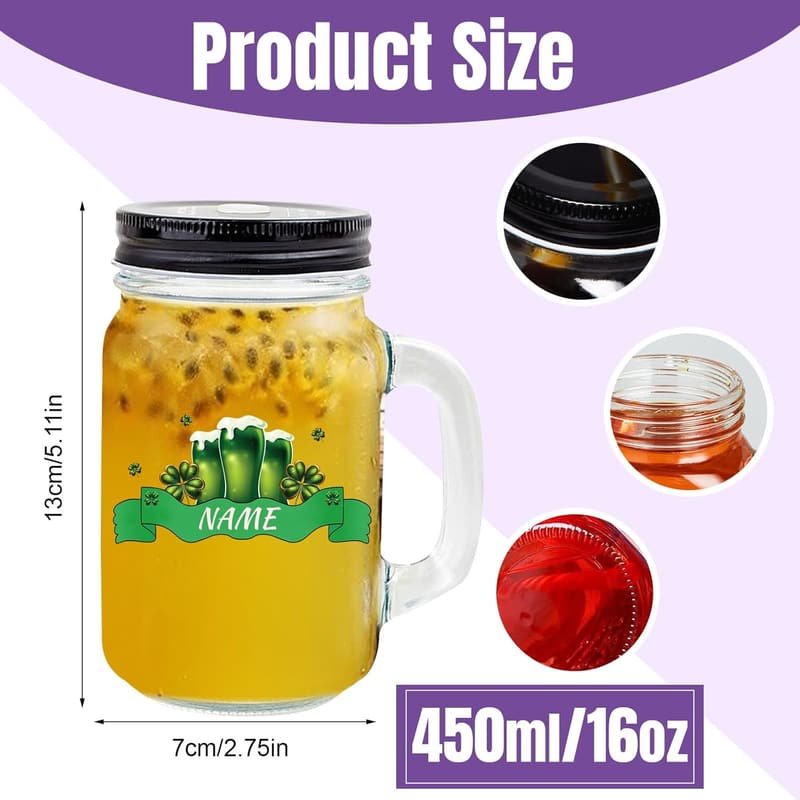 Personalisierbares Trinkglas mit Henkel 16 oz für Eiskaffee und Smoothies