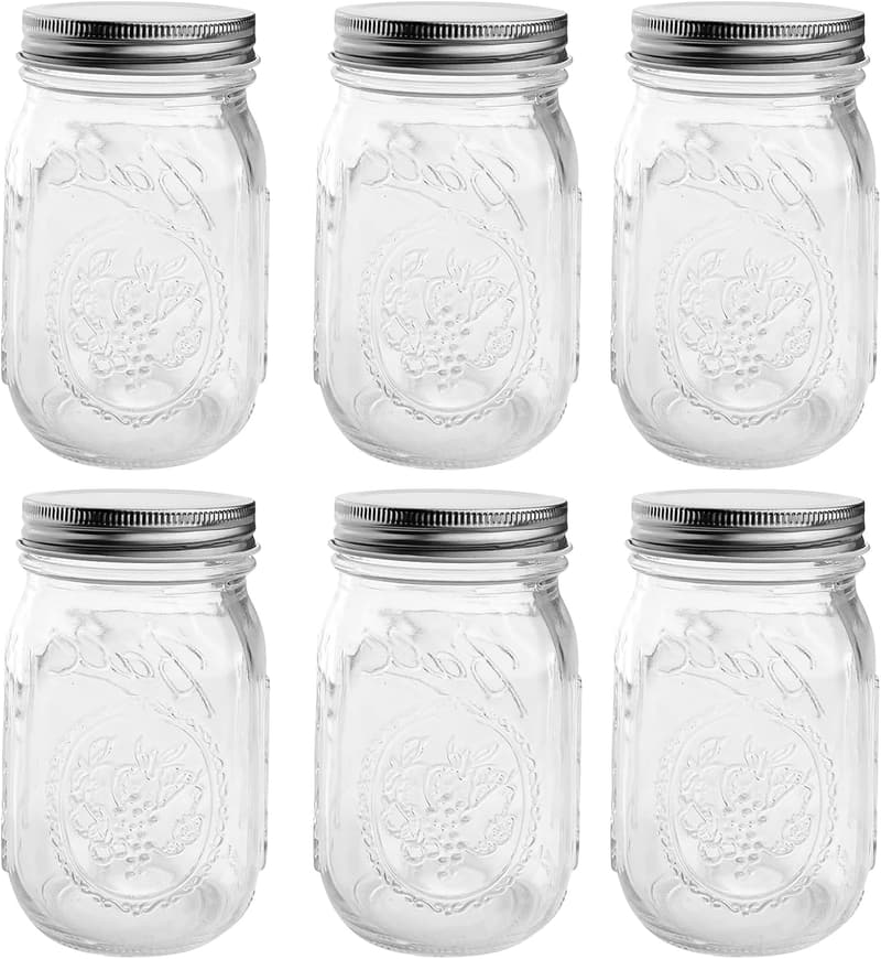 6 Stück Einmachgläser mit Schraubdeckel 500ml für Gewürze & mehr