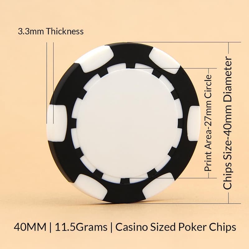 Individuelle Pokerchips 40 mm für Hochzeiten und Partys, 100 Stück blau