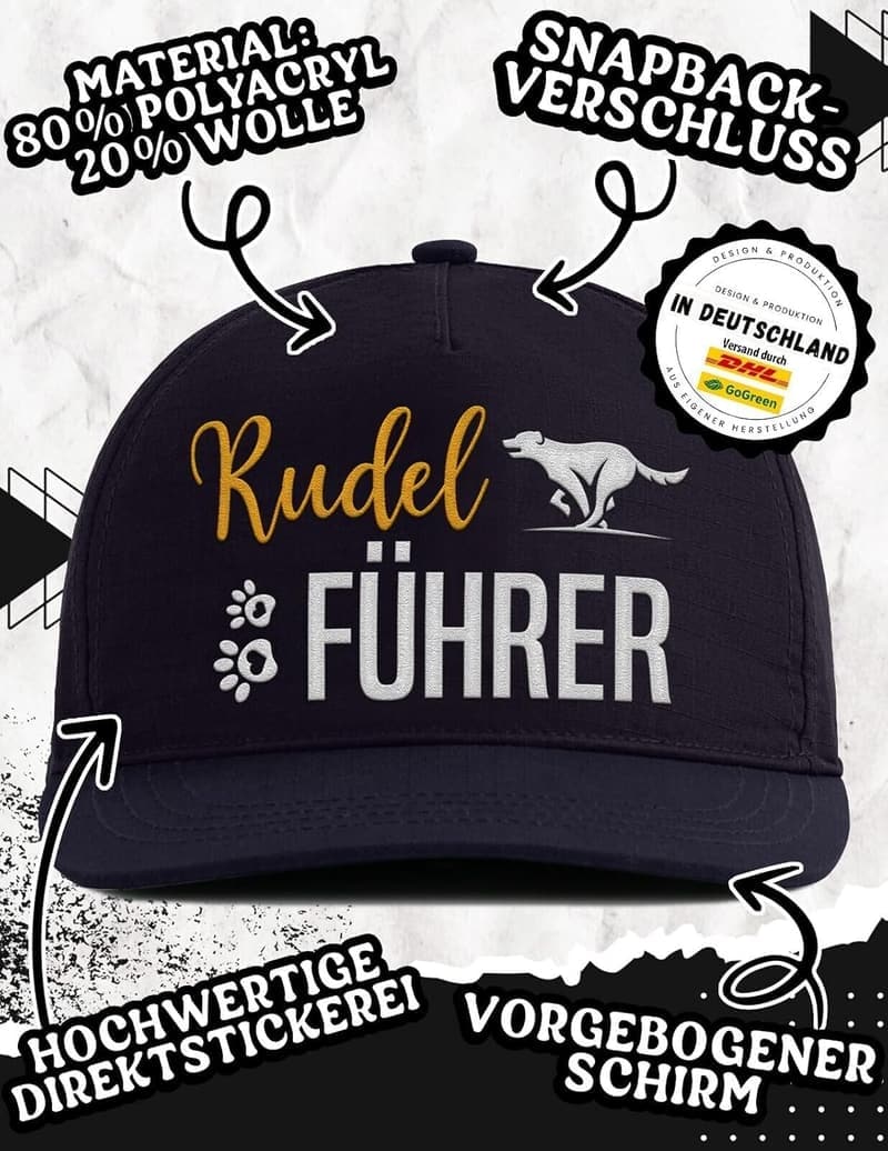 Rudelführer Snapback für Männer – Lustige Kappe für Hundeliebhaber