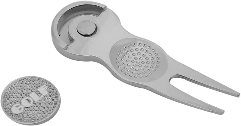 Tragbares Metall-Divot-Reparaturwerkzeug mit Golfball-Marker