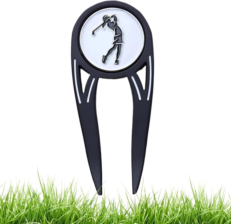 Golf Divot Reparaturwerkzeug mit kugelmarkiertem Magnet – Grüne Rasen-Gabel