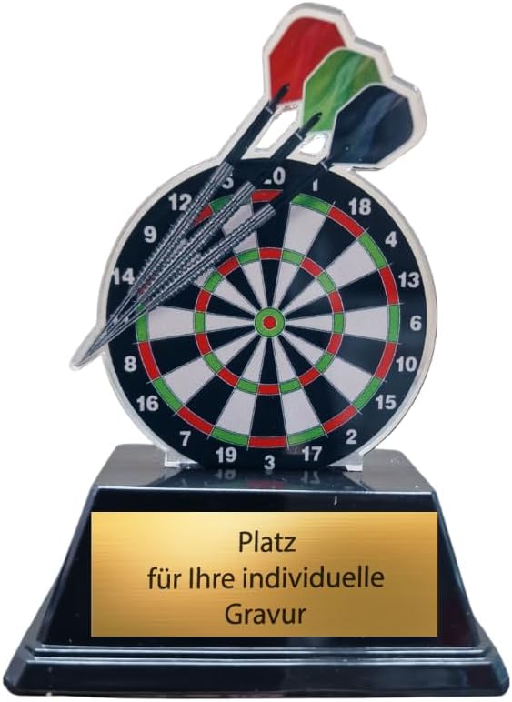 Personalisierbarer Darts Pokal mit Wunschgravur aus Acryl, 10 cm