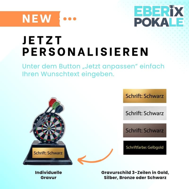 Personalisierbarer Darts Pokal mit Wunschgravur aus Acryl, 10 cm