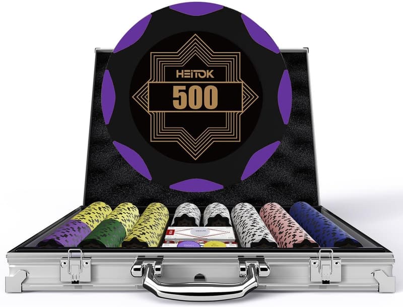 Pokerchip-Set mit 500 nummerierten Chips und Tragetasche