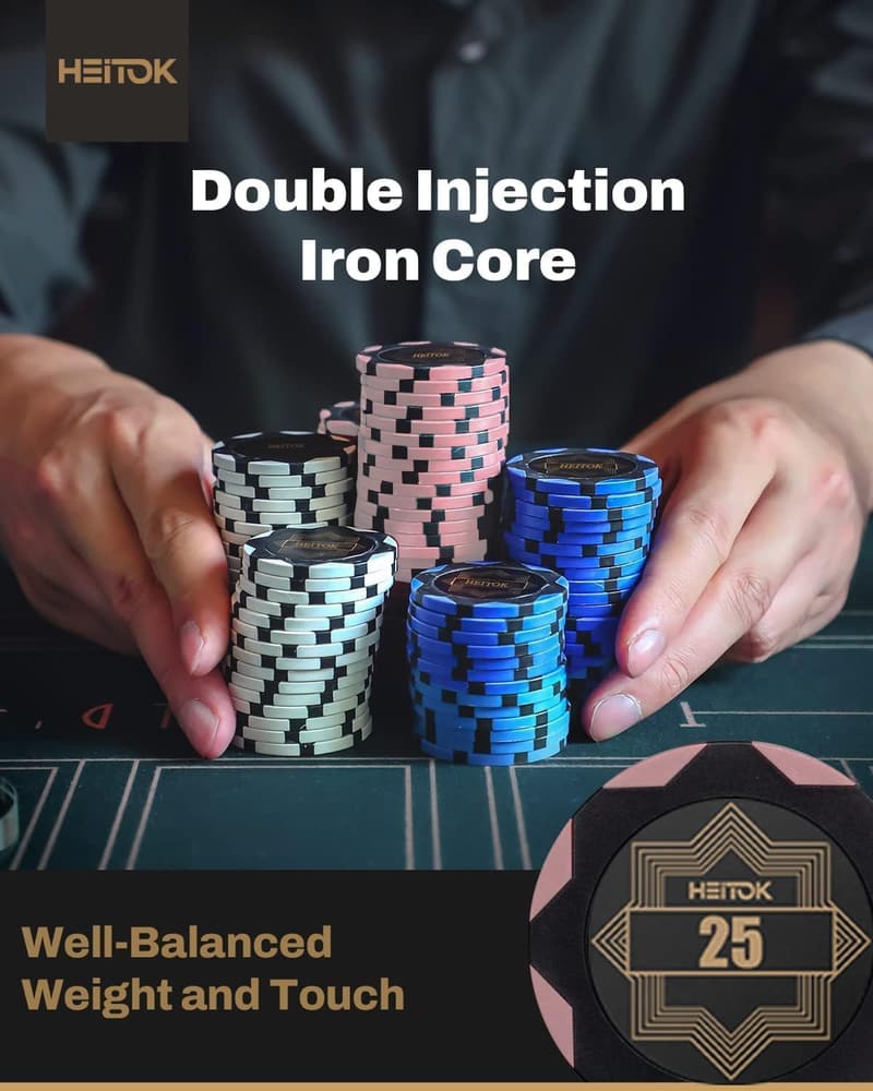Pokerchip-Set mit 500 nummerierten Chips und Tragetasche