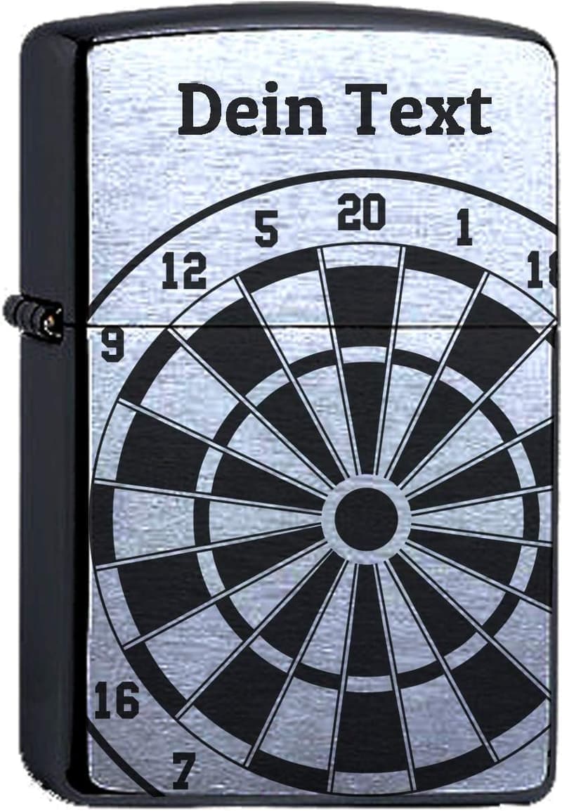 Personalisierte Dartscheibe mit Lasergravur und Zippo-Feuerzeug