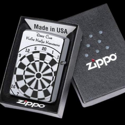 Personalisierte Dartscheibe mit Lasergravur und Zippo-Feuerzeug