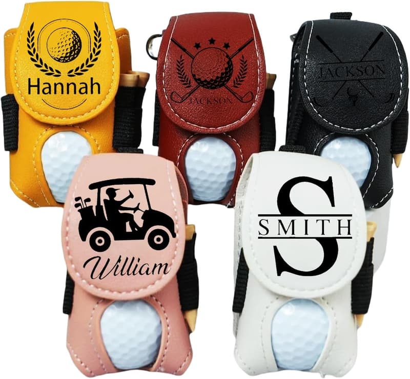 Personalisierte Leder-Golfballtasche mit individueller Gravur