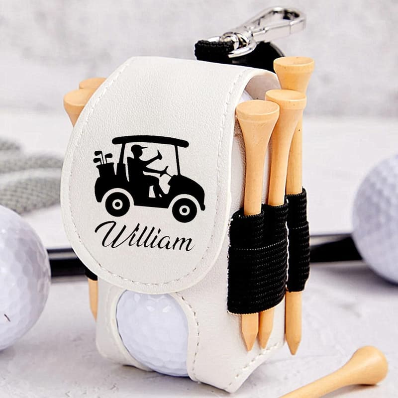 Personalisierte Leder-Golfballtasche mit individueller Gravur