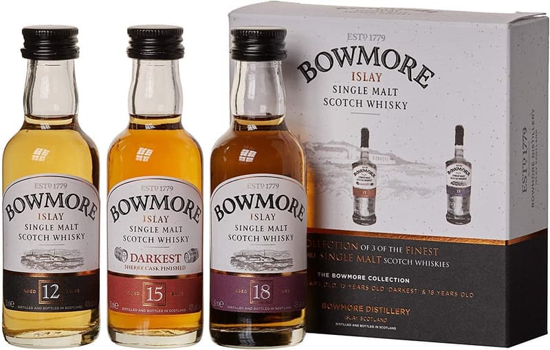 Bowmore Whisky Geschenkset - 3 Miniaturen (12, 15, 18 Jahre) 0,15l