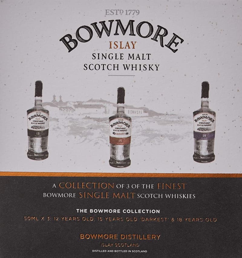 Bowmore Whisky Geschenkset - 3 Miniaturen (12, 15, 18 Jahre) 0,15l