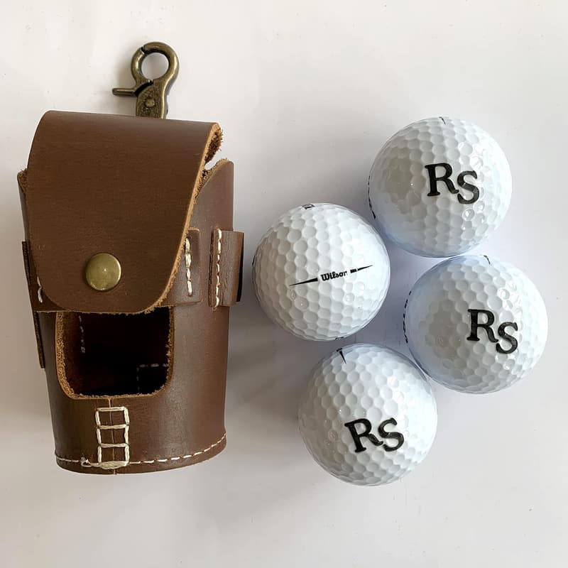 Personalisierte Ledertasche für Golfbälle mit Gravur für Golfspieler