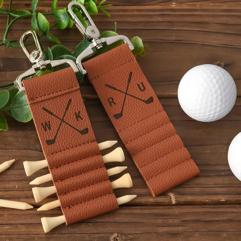 Personalisierte Leder Golf Bag Tag mit 5-Fach Golfball-Aufbewahrung