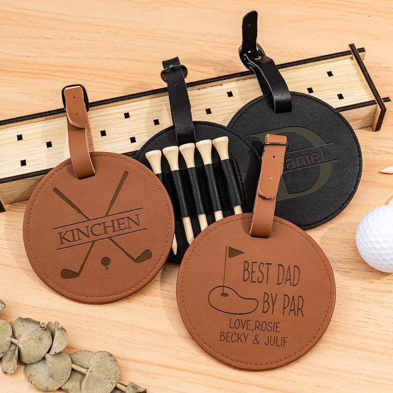 Personalisierte Leder-Golftasche mit graviertem Tee-Halter für Golfer