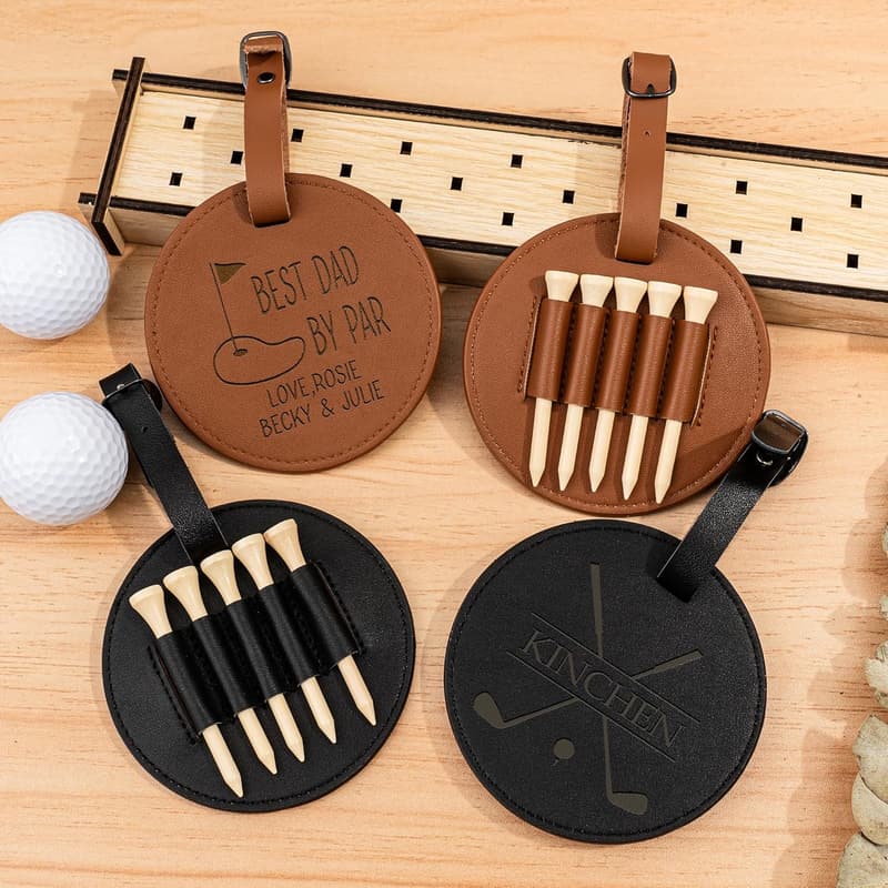 Personalisierte Leder-Golftasche mit graviertem Tee-Halter für Golfer