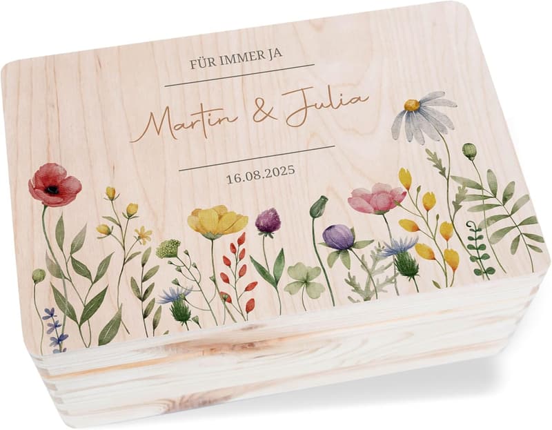 Hochzeits-Geldgeschenkbox aus Holz – Erinnerungsbox 30 x 20 cm