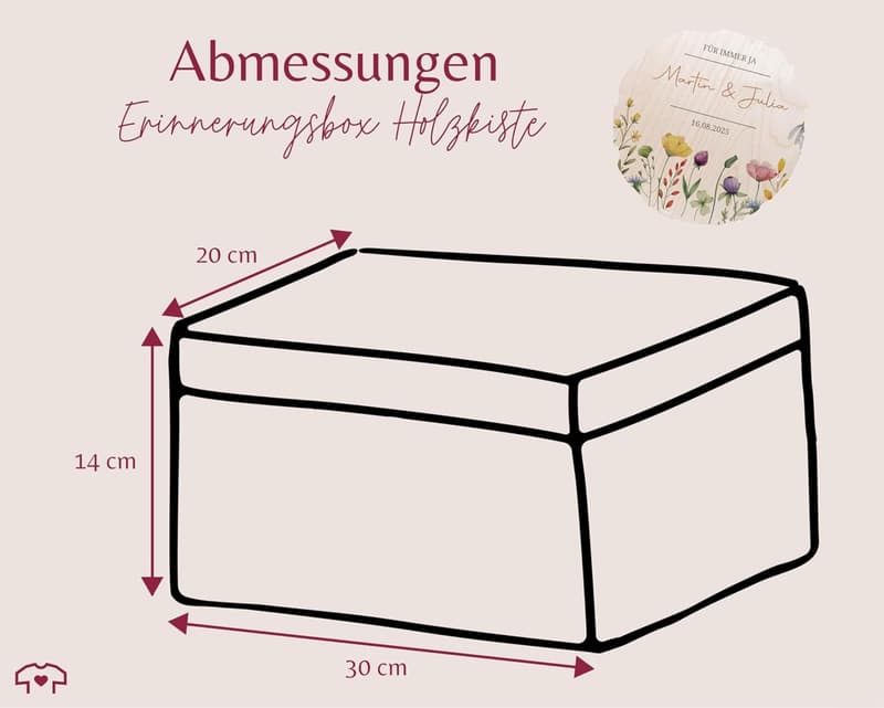 Hochzeits-Geldgeschenkbox aus Holz – Erinnerungsbox 30 x 20 cm