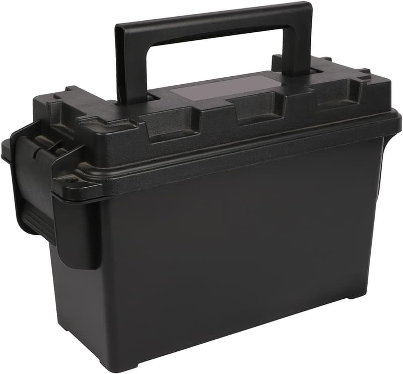 Einklappbare Kunststoff-Munitionsbox mit Tragegriff, schwarz, 28,7 x 12,8 x 17,7 cm