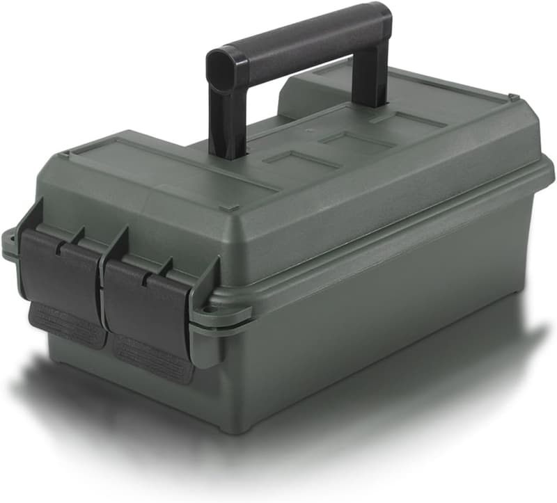 Stapelbare, abschließbare Munitionsbox aus Kunststoff mit Tragegriff - Dunkelgrün, 33,89 x 18,9 x 13,22 cm