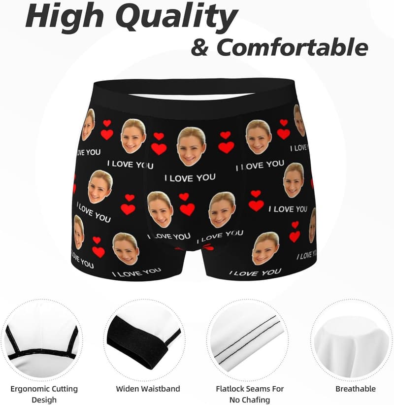 Personalisierte Herren-Boxershorts mit Gesichtern für Männer – ideal als Geburtstags- oder Valentinstagsgeschenk.