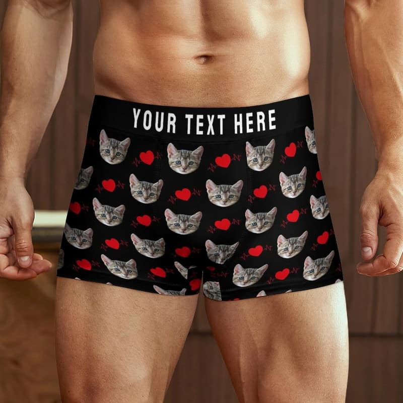 Personalisierte Boxershorts für Männer mit Foto und Namen, Größe XS-4XL
