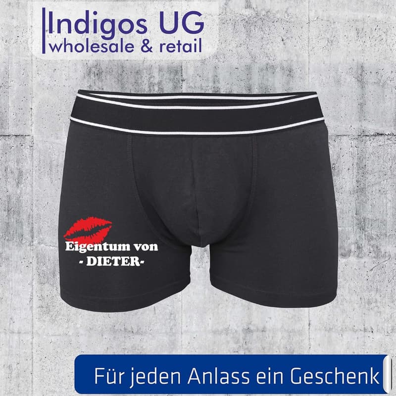 Personalisierte INDIGOS UG Boxershorts mit Wunschtext für Männer