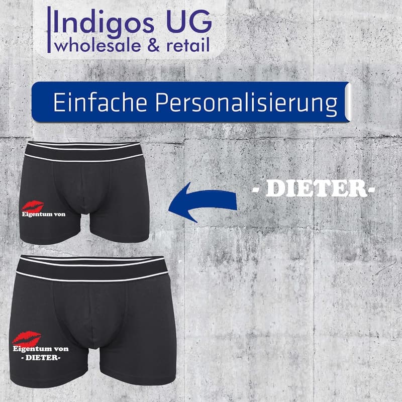 Personalisierte INDIGOS UG Boxershorts mit Wunschtext für Männer
