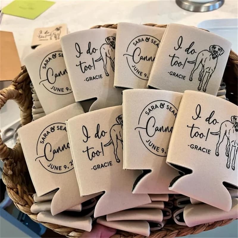 Personalisierter Dosenkühler mit Haustier-Illustration – Hochzeitsgeschenk
