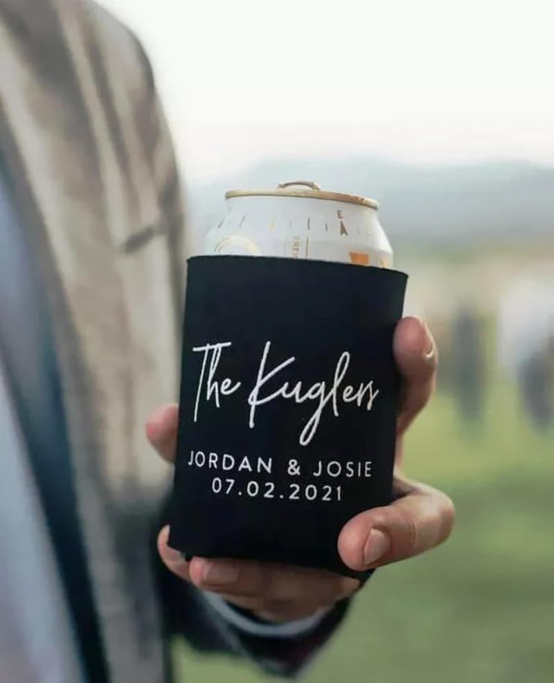 Personalisierte Dosenhülsen für Hochzeiten und Feiern, 100 Stück mit Logo/Text
