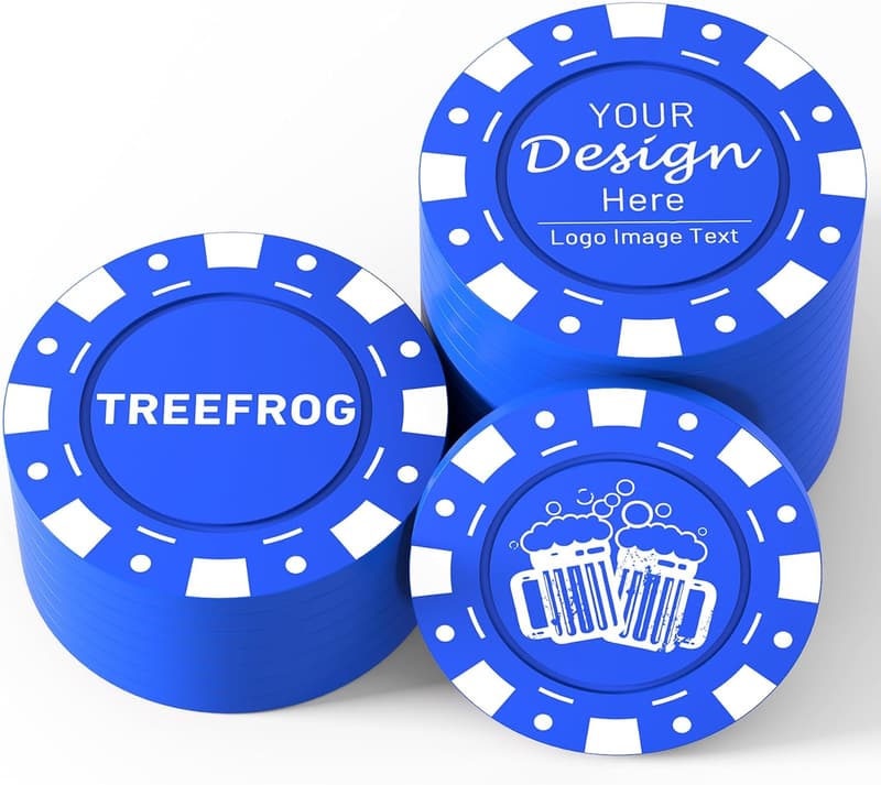 Personalisierte Poker-Chips mit 100 individuellen Visitenkarten