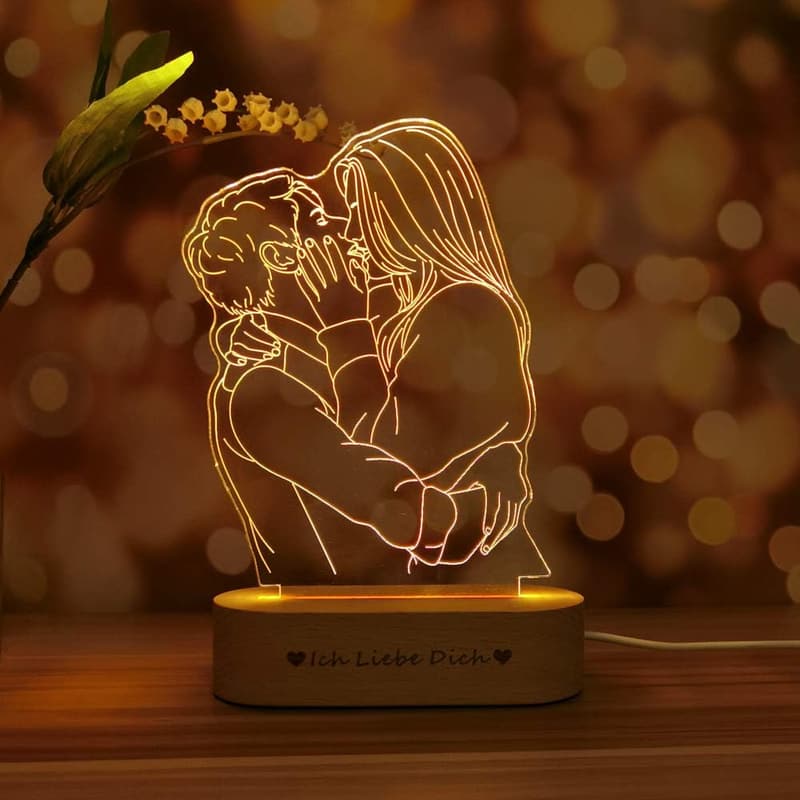 Personalisierte 3D Lampe mit Gravur für Kinder zu Weihnachten