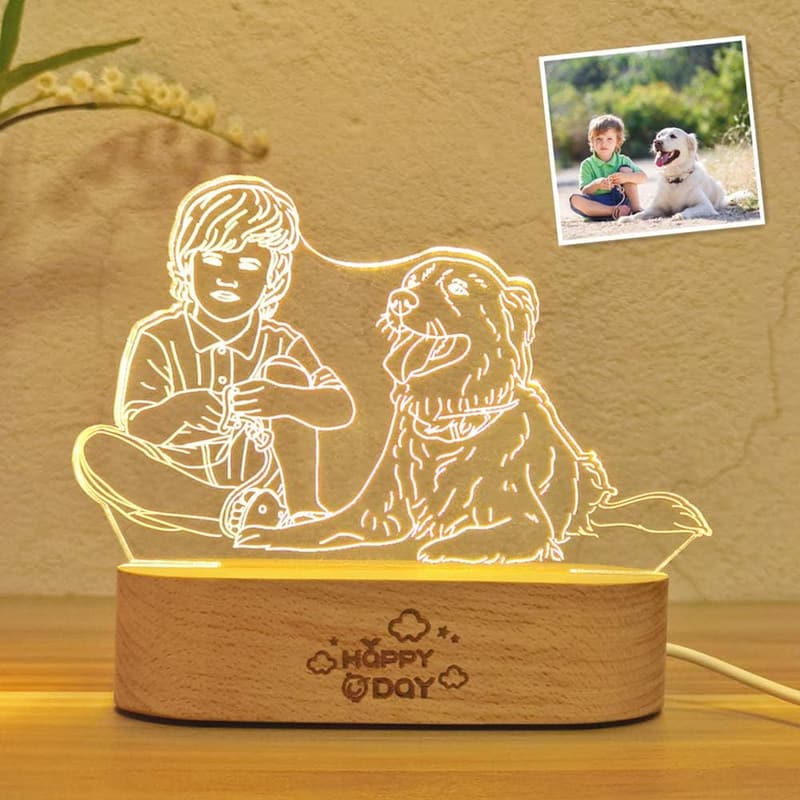 Personalisierte 3D Lampe mit Gravur für Kinder zu Weihnachten