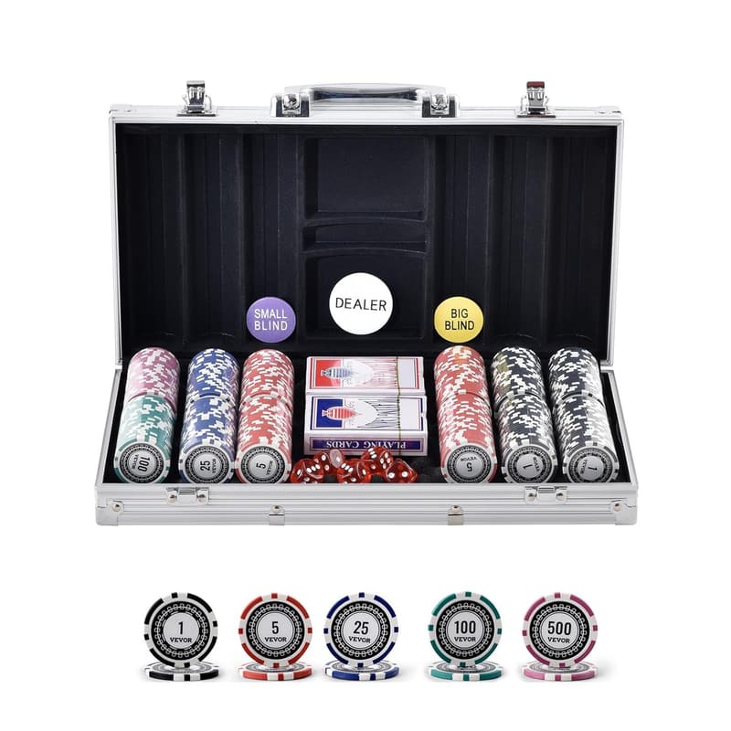 300-teiliges Pokerchip-Set mit Alu-Koffer für 7-8 Spieler