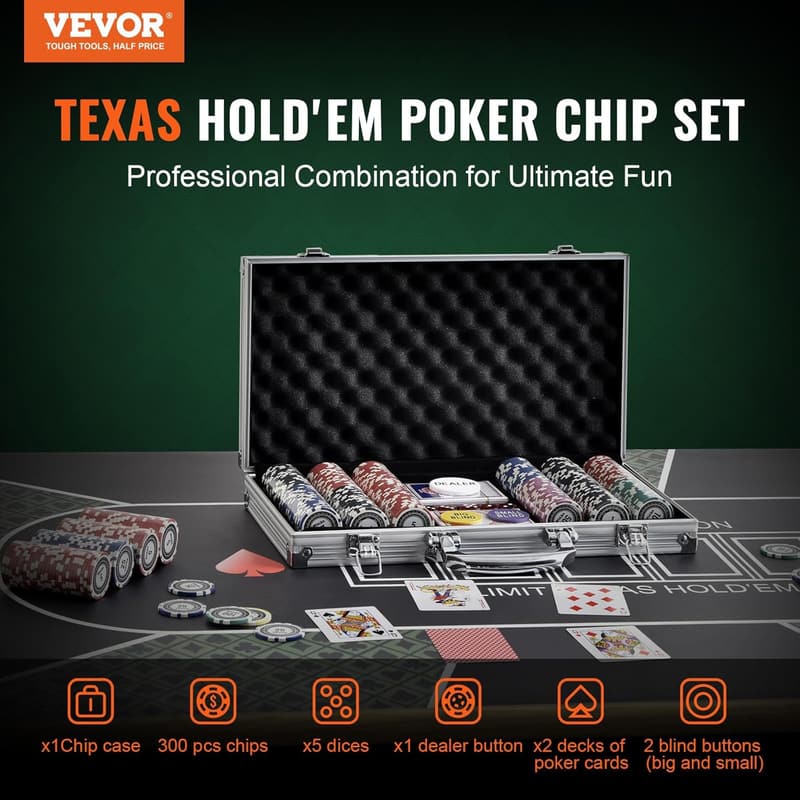 300-teiliges Pokerchip-Set mit Alu-Koffer für 7-8 Spieler